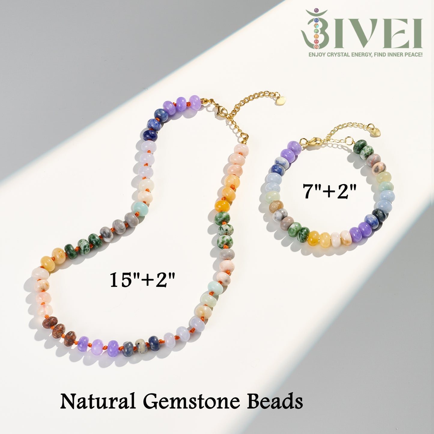 Bivei Boho Natural Gemstone Choker Necklace & Bracelets Set