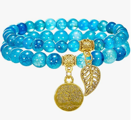 Expression and Harmony Blue Dragon Vein Agate Bracelet
