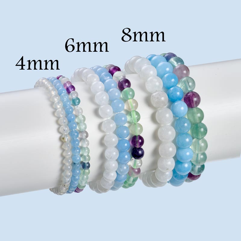 Set of 4mm Natural Crystal Beaded Bracelets for Women