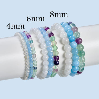 Set of 4mm Natural Crystal Beaded Bracelets for Women