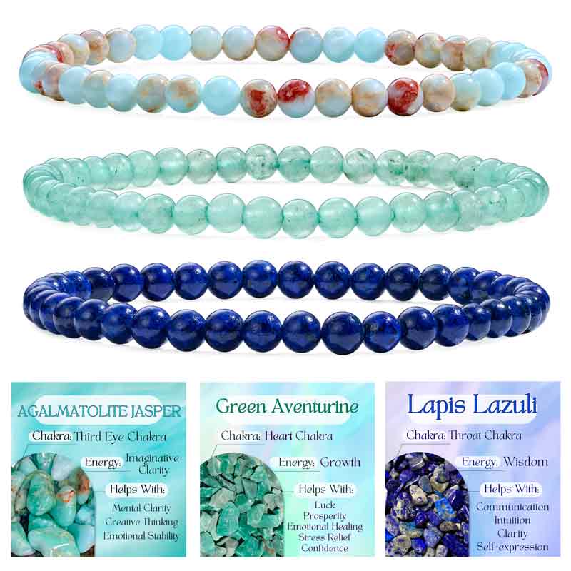 Set of 4mm Natural Crystal Beaded Bracelets for Women