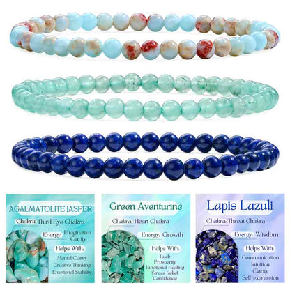Set of 4mm Natural Crystal Beaded Bracelets for Women
