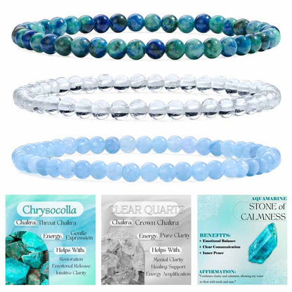 Set of 4mm Natural Crystal Beaded Bracelets for Women