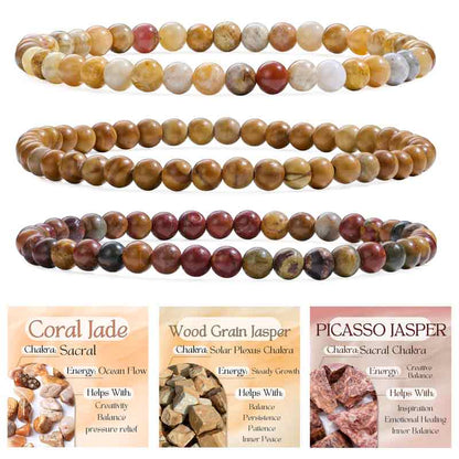 Set of 4mm Natural Crystal Beaded Bracelets for Women