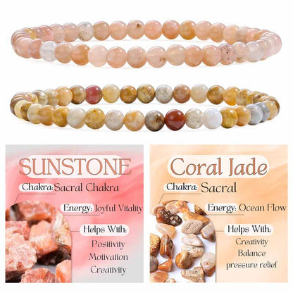 Set of 4mm Natural Crystal Beaded Bracelets for Women