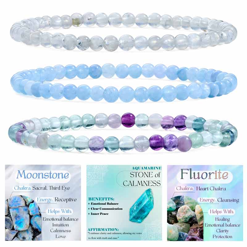 Set of 4mm Natural Crystal Beaded Bracelets for Women