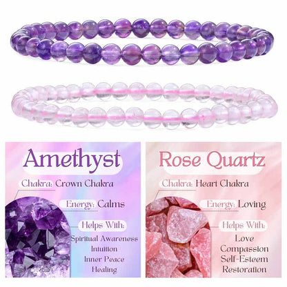 Set of 4mm Natural Crystal Beaded Bracelets for Women