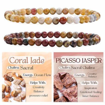 Set of 4mm Natural Crystal Beaded Bracelets for Women