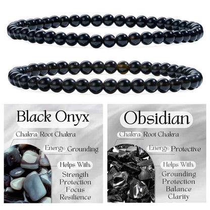 Set of 4mm Natural Crystal Beaded Bracelets for Women