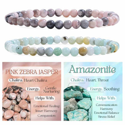 Set of 4mm Natural Crystal Beaded Bracelets for Women