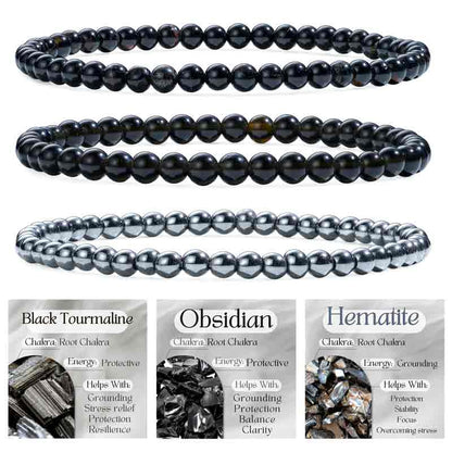 Set of 4mm Natural Crystal Beaded Bracelets for Women