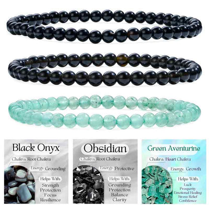 Set of 4mm Natural Crystal Beaded Bracelets for Women