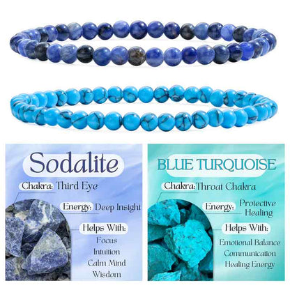 Set of 4mm Natural Crystal Beaded Bracelets for Women