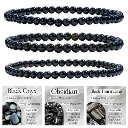 Set of 4mm Natural Crystal Beaded Bracelets for Women