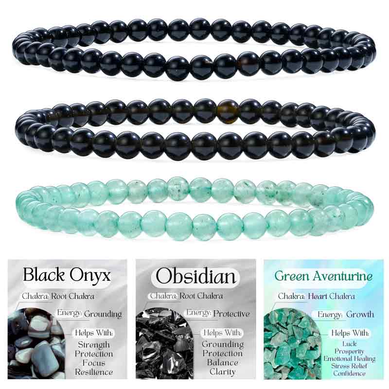 Set of 4mm Natural Crystal Beaded Bracelets for Women
