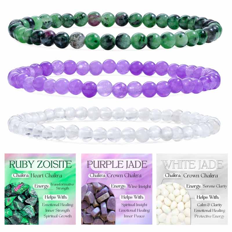 Set of 4mm Natural Crystal Beaded Bracelets for Women