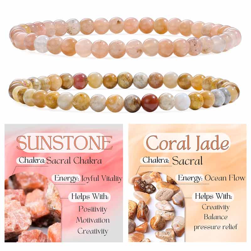 Set of 4mm Natural Crystal Beaded Bracelets for Women