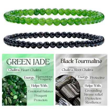 Set of 4mm Natural Crystal Beaded Bracelets for Women
