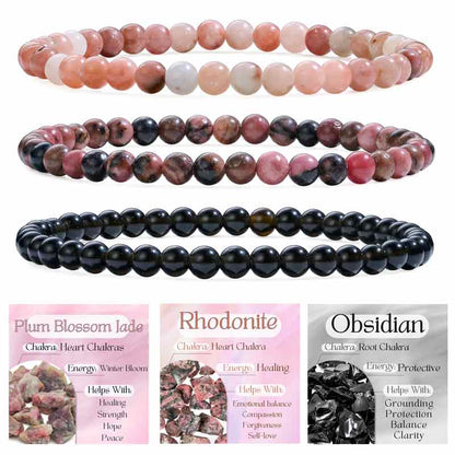 Set of 4mm Natural Crystal Beaded Bracelets for Women