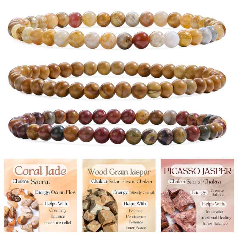 Set of 4mm Natural Crystal Beaded Bracelets for Women