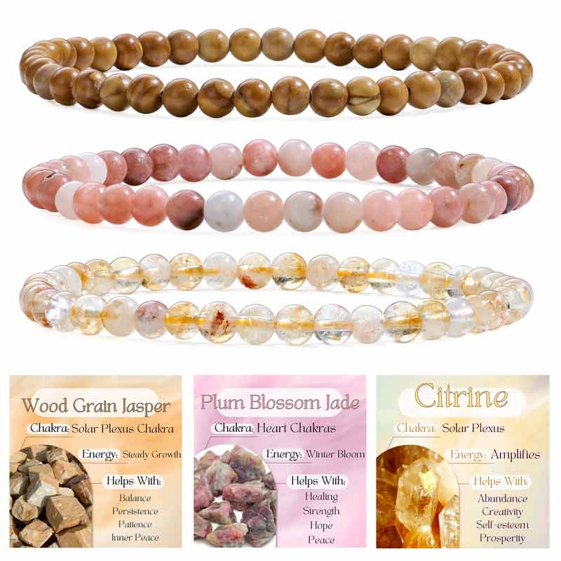 Set of 4mm Natural Crystal Beaded Bracelets for Women