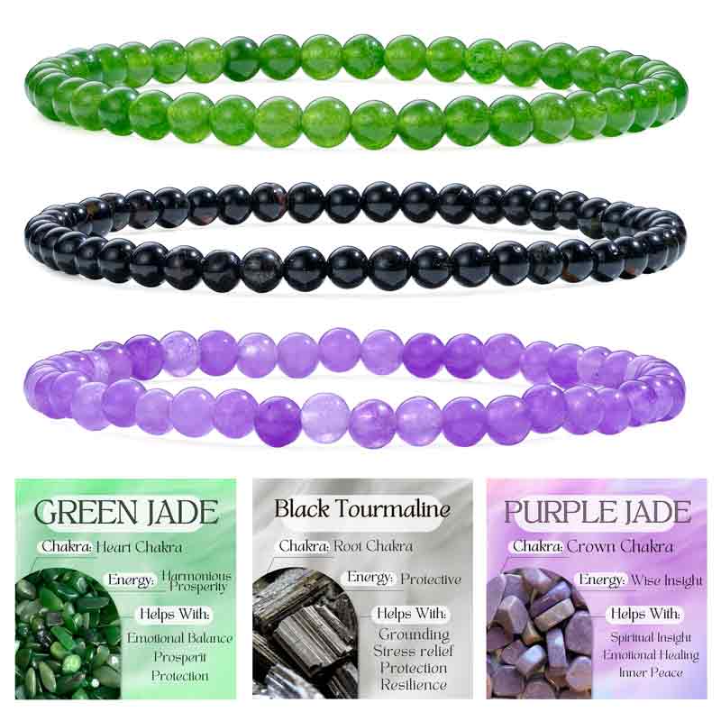 Set of 4mm Natural Crystal Beaded Bracelets for Women
