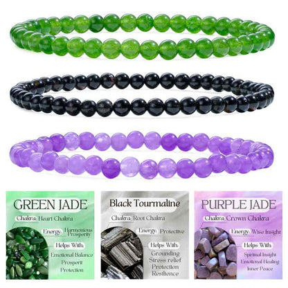 Set of 4mm Natural Crystal Beaded Bracelets for Women