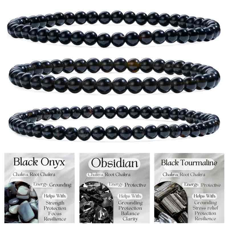 Set of 4mm Natural Crystal Beaded Bracelets for Women