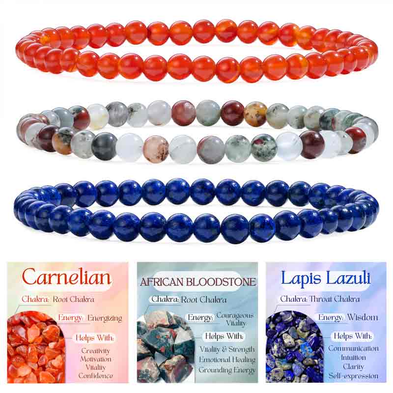 Set of 4mm Natural Crystal Beaded Bracelets for Women