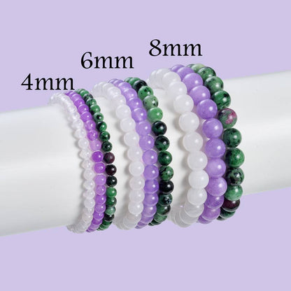 Set of 4mm Natural Crystal Beaded Bracelets for Women