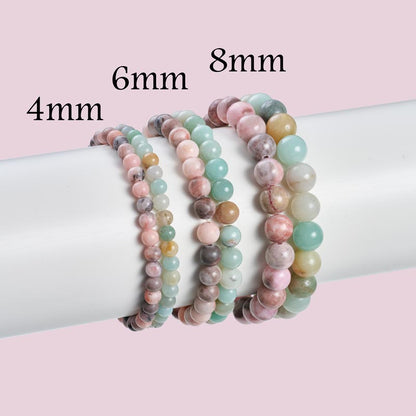 Set of 6mm Natural Crystal Beaded Bracelets for Women