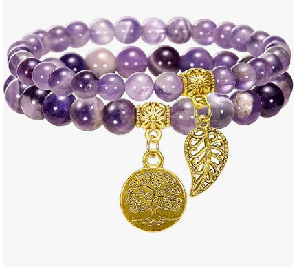 Tranquility Dog-Tooth Amethyst Bead Charm Bracelet