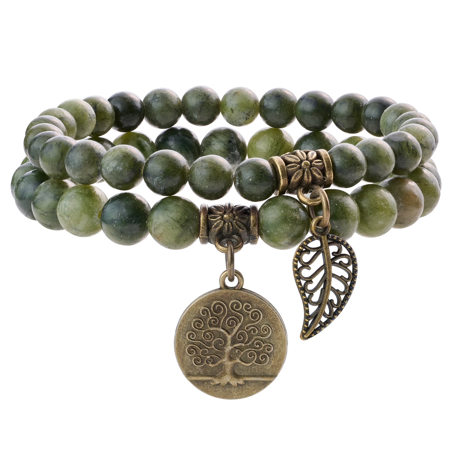 Life Tree and Leaf Charm Energy Reiki Crystal Stretch Bracelets