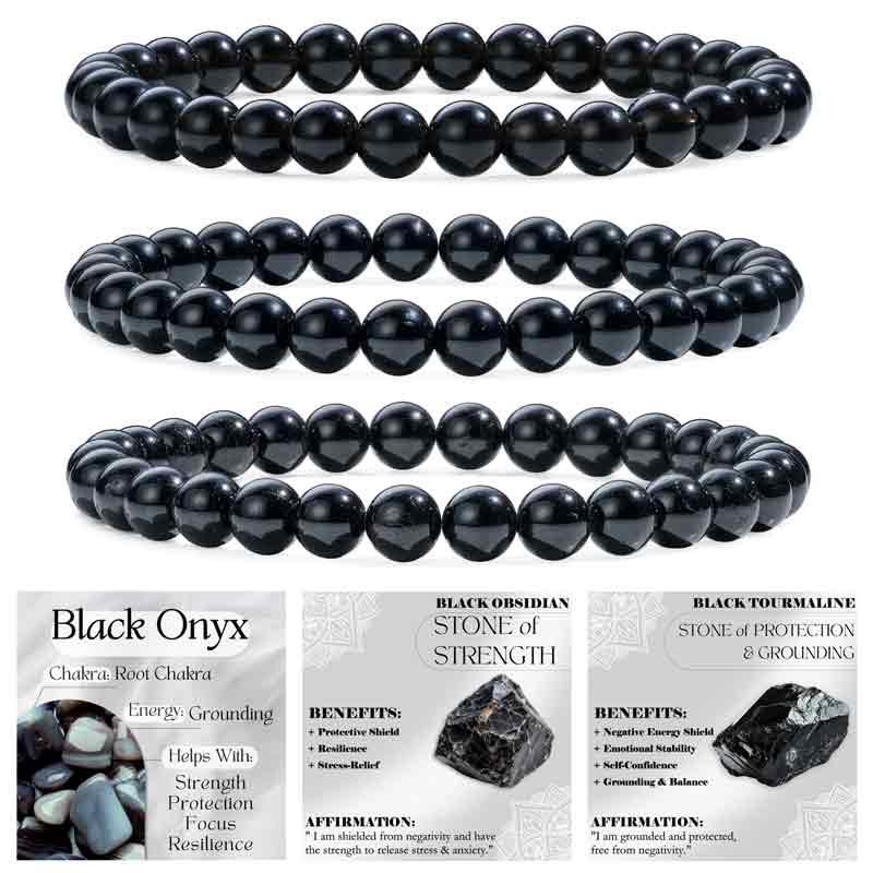 Set of 6mm Natural Crystal Beaded Bracelets for Women