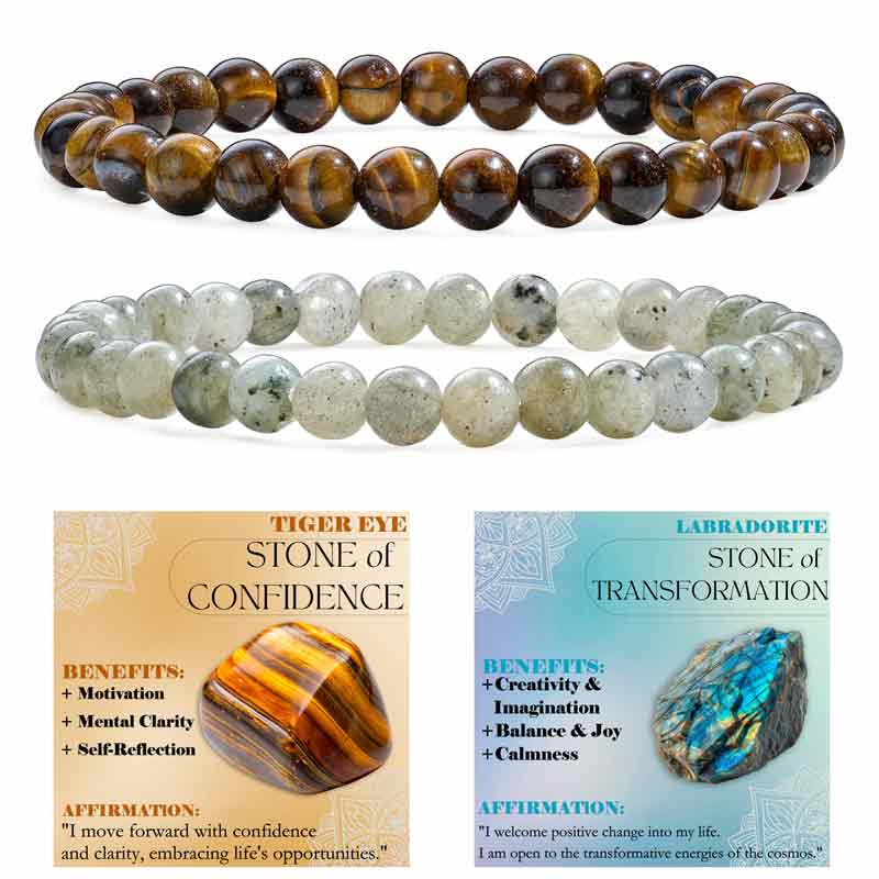 Set of 6mm Natural Crystal Beaded Bracelets for Women