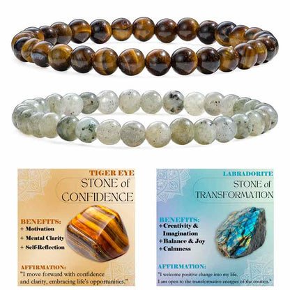 Set of 6mm Natural Crystal Beaded Bracelets for Women