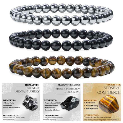 Set of 6mm Natural Crystal Beaded Bracelets for Women