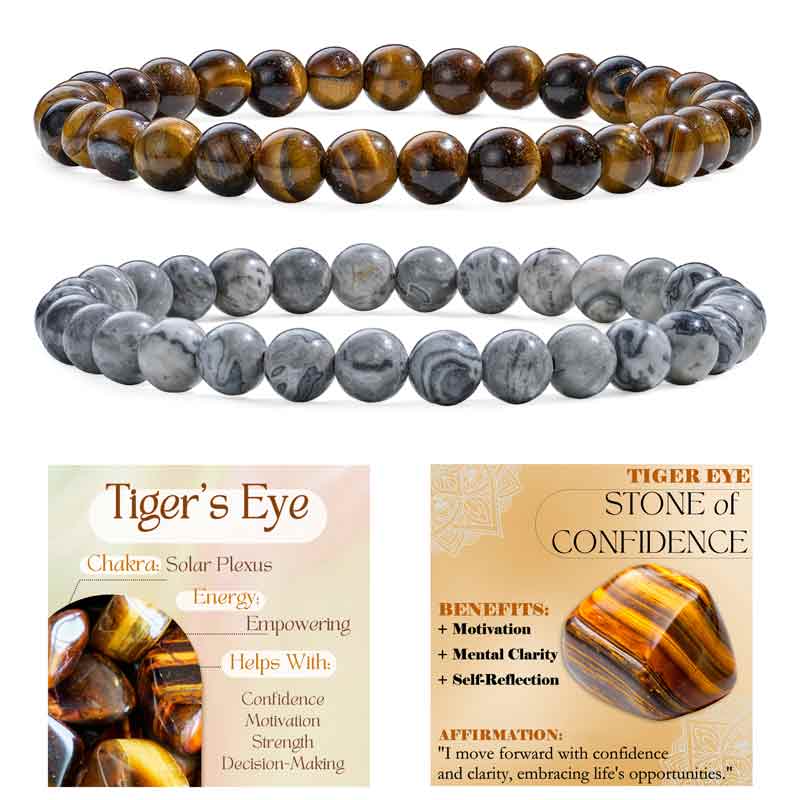 Set of 6mm Natural Crystal Beaded Bracelets for Women