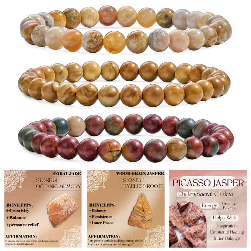 Set of 6mm Natural Crystal Beaded Bracelets for Women