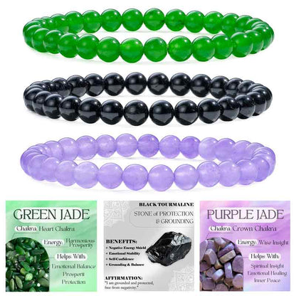 Set of 6mm Natural Crystal Beaded Bracelets for Women
