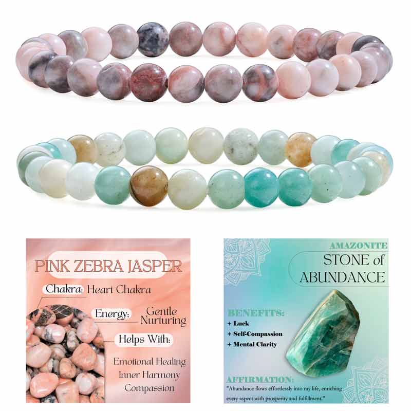 Set of 6mm Natural Crystal Beaded Bracelets for Women