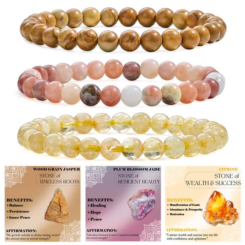 Set of 6mm Natural Crystal Beaded Bracelets for Women
