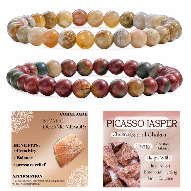 Set of 6mm Natural Crystal Beaded Bracelets for Women