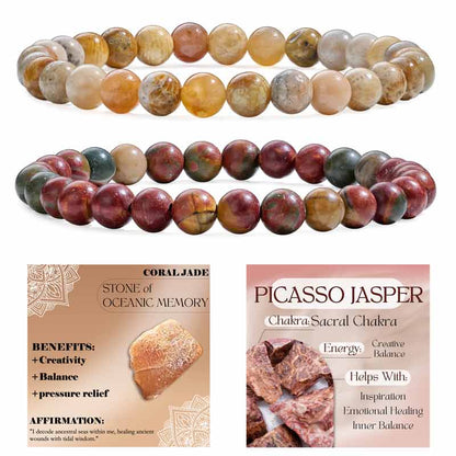 Set of 6mm Natural Crystal Beaded Bracelets for Women
