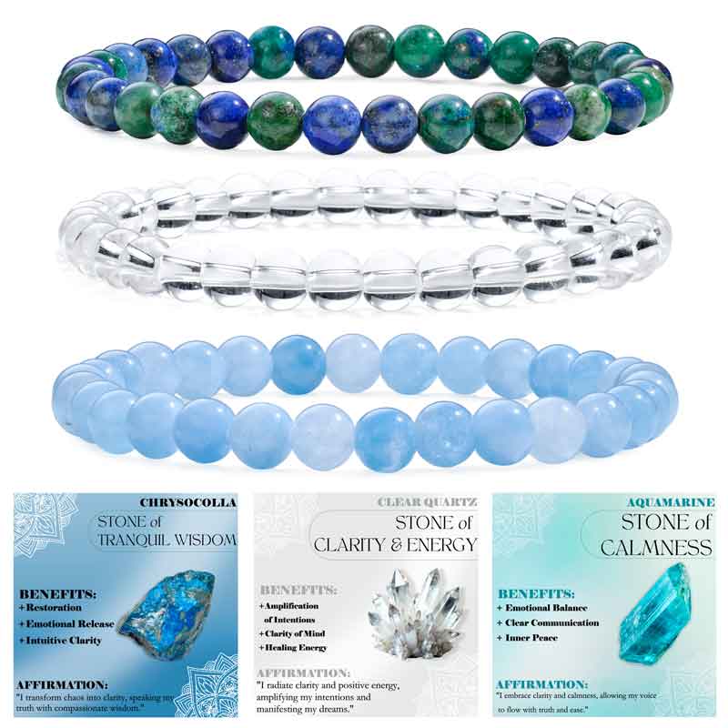 Set of 6mm Natural Crystal Beaded Bracelets for Women