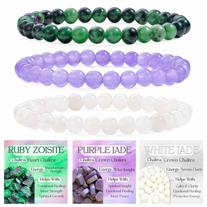Set of 6mm Natural Crystal Beaded Bracelets for Women