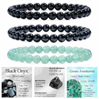 Set of 6mm Natural Crystal Beaded Bracelets for Women