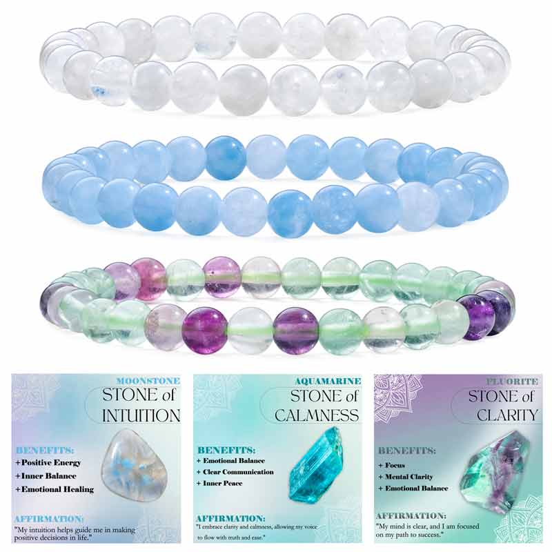 Set of 6mm Natural Crystal Beaded Bracelets for Women