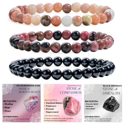 Set of 6mm Natural Crystal Beaded Bracelets for Women