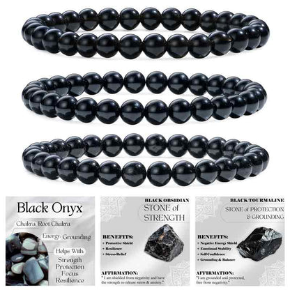 Set of 6mm Natural Crystal Beaded Bracelets for Women